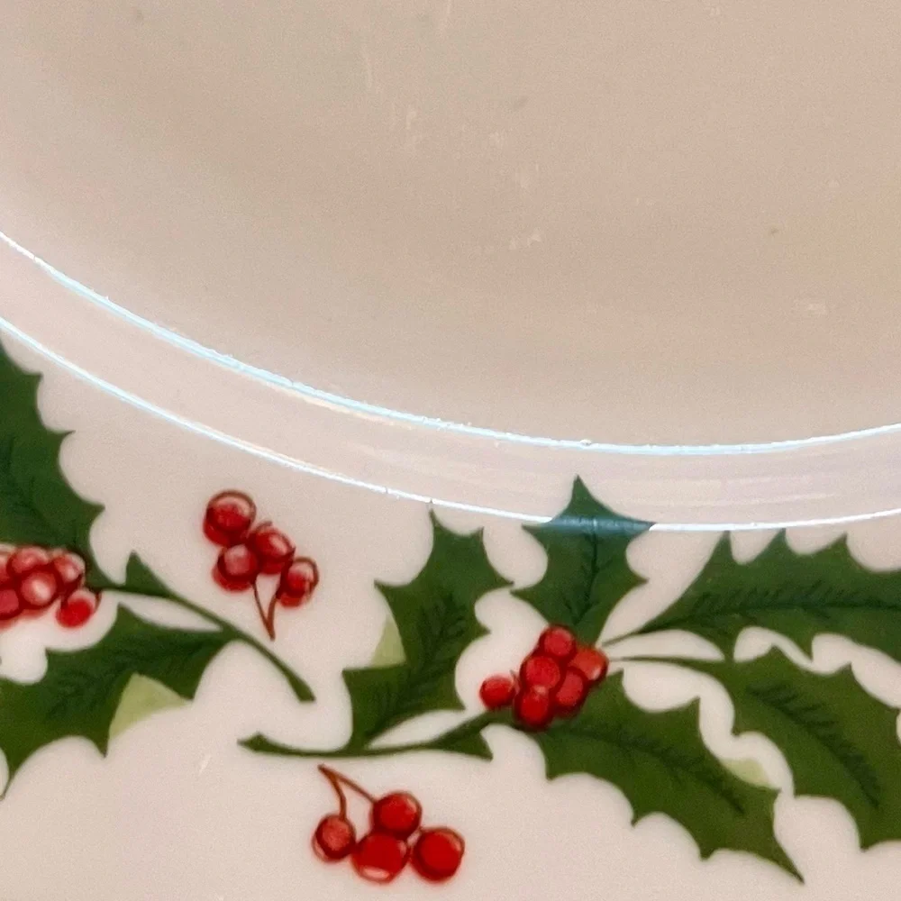 Vintage Christmas Ceramic Holly Berry Dinner Plates Set 2 Romania Holiday 10